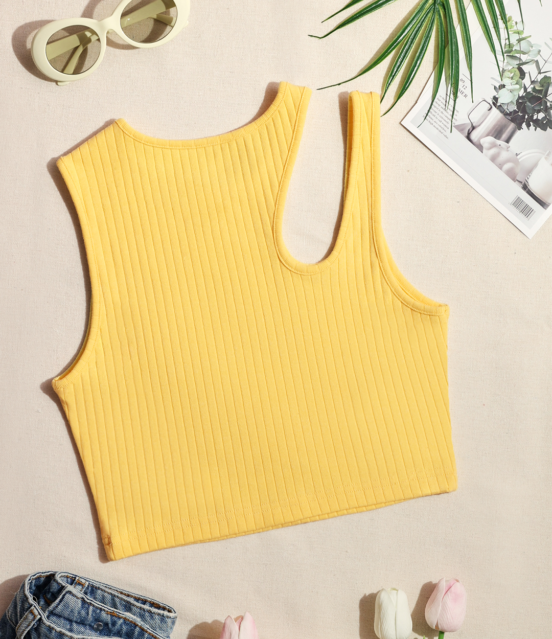 Sunshine Cutout Cropped Tank - AhaAha