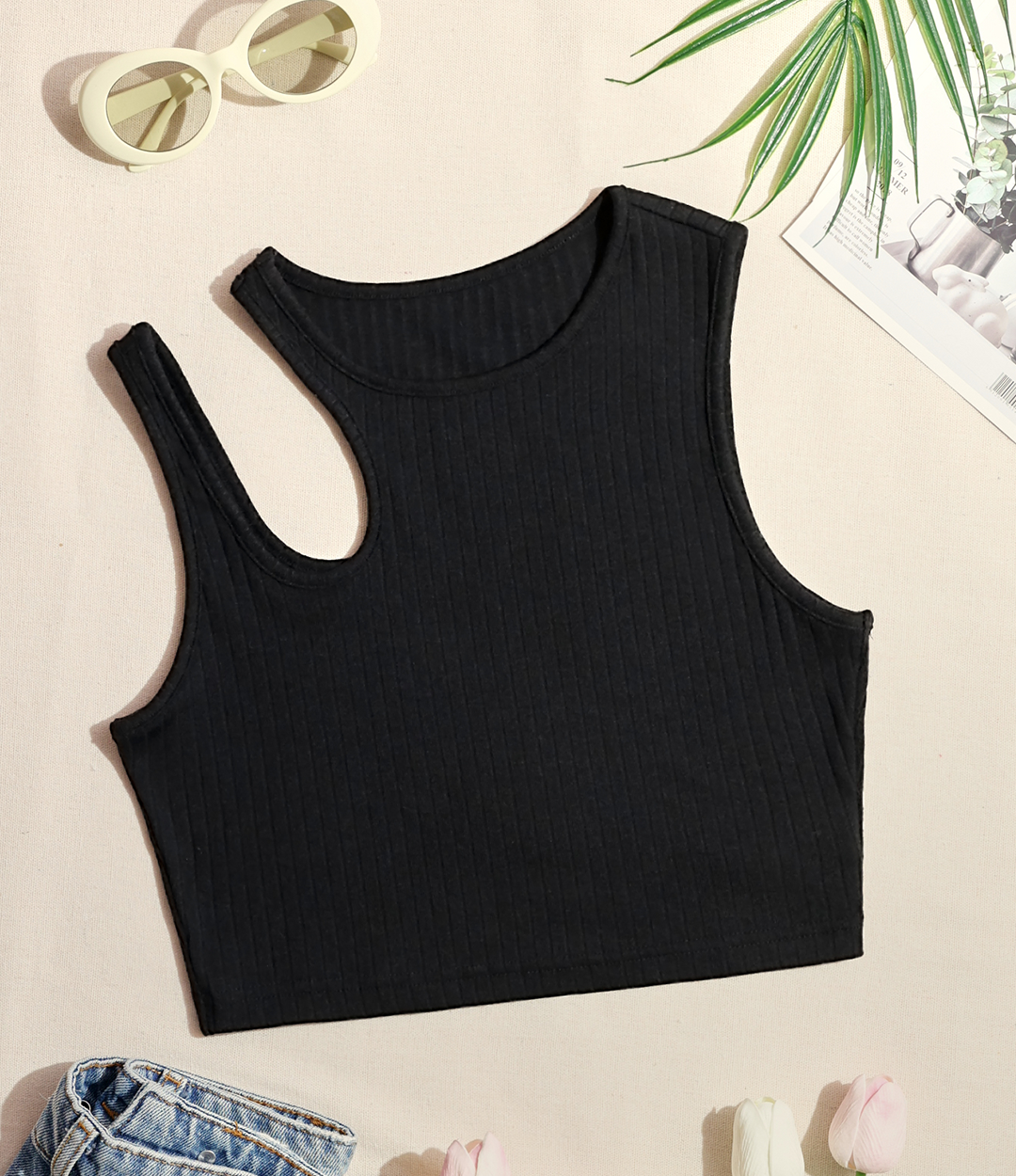 Sunshine Cutout Cropped Tank - AhaAha