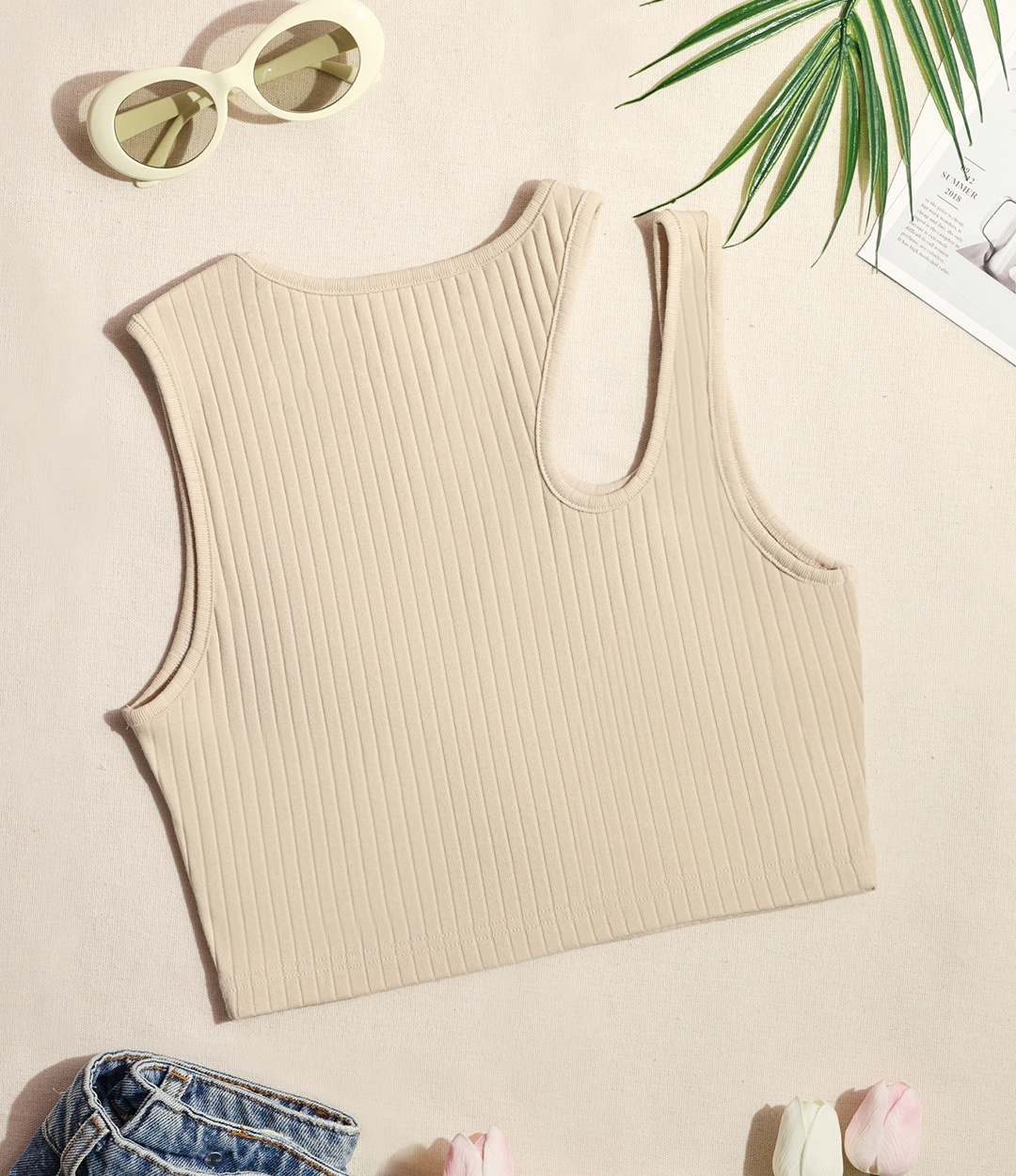 Sunshine Cutout Cropped Tank - AhaAha