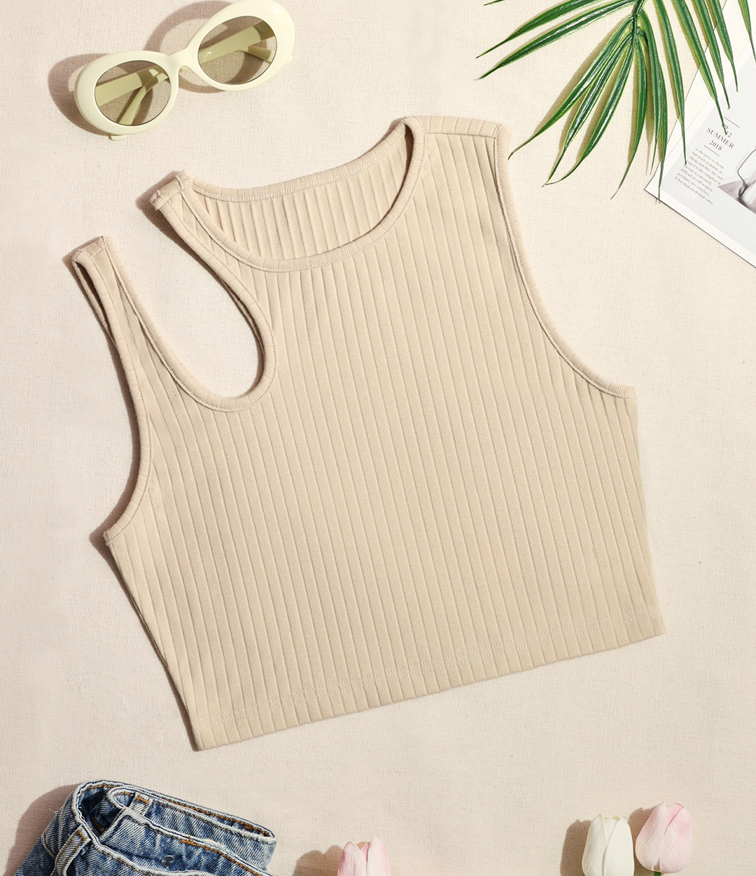 Sunshine Cutout Cropped Tank - AhaAha