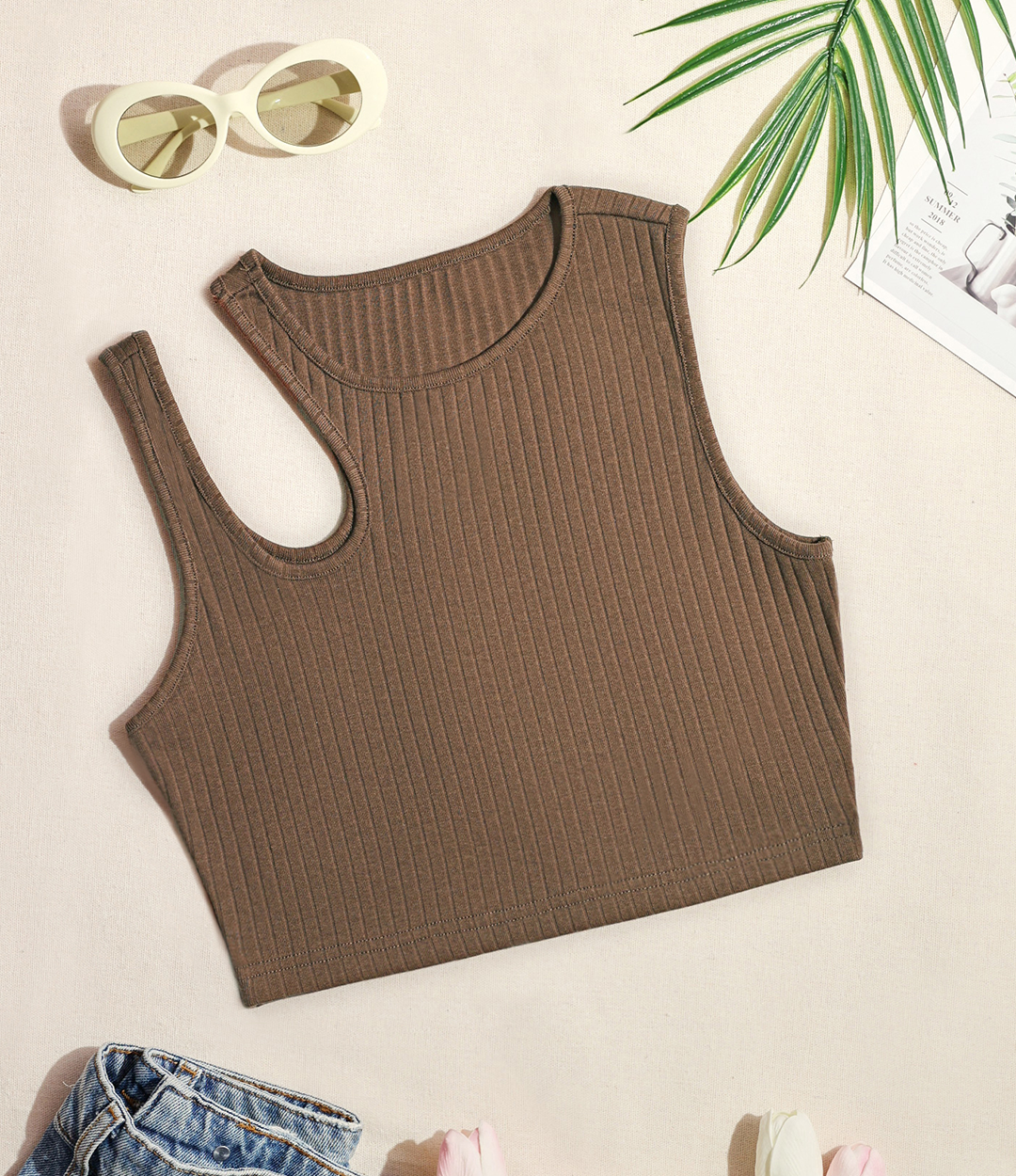 Sunshine Cutout Cropped Tank - AhaAha