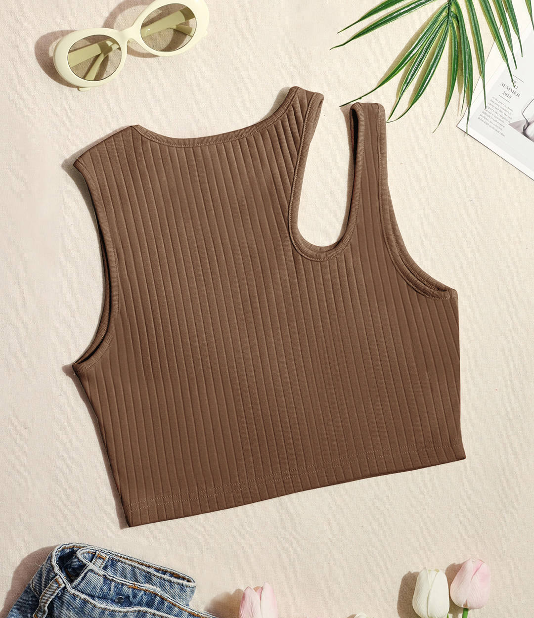 Sunshine Cutout Cropped Tank - AhaAha