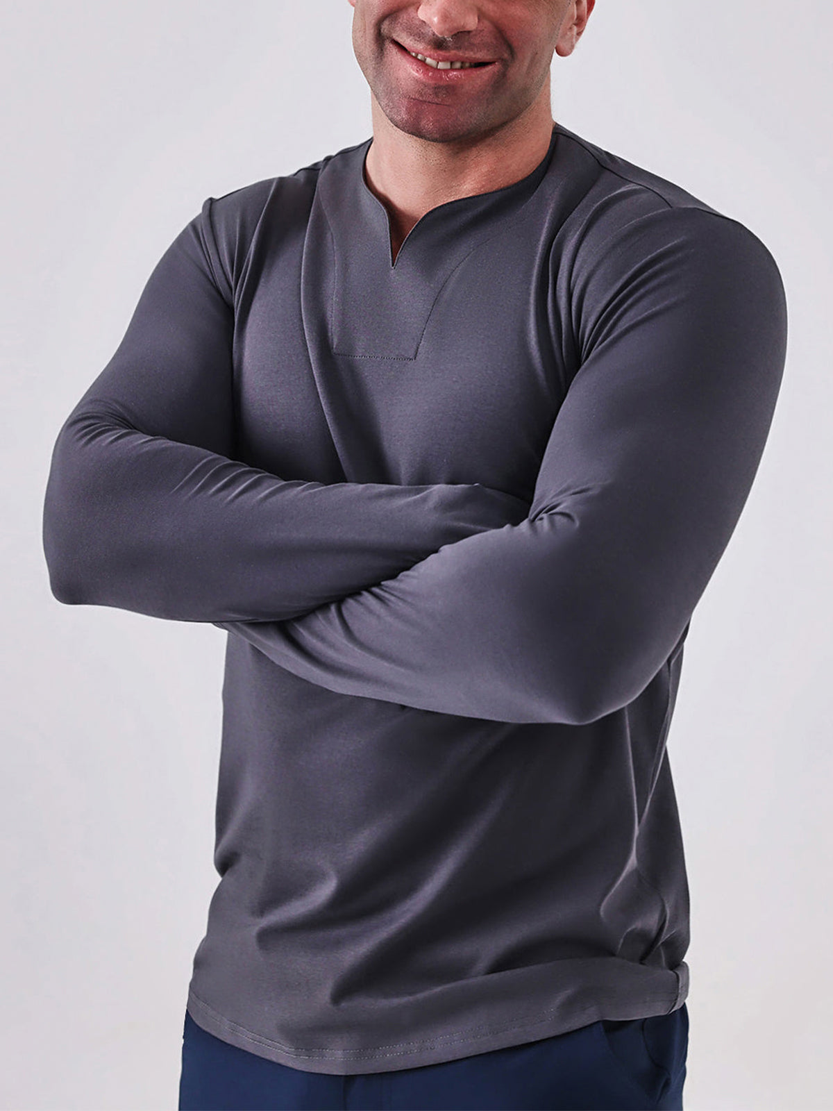 M's Society V-neck Cotton Long Sleeve Shirt