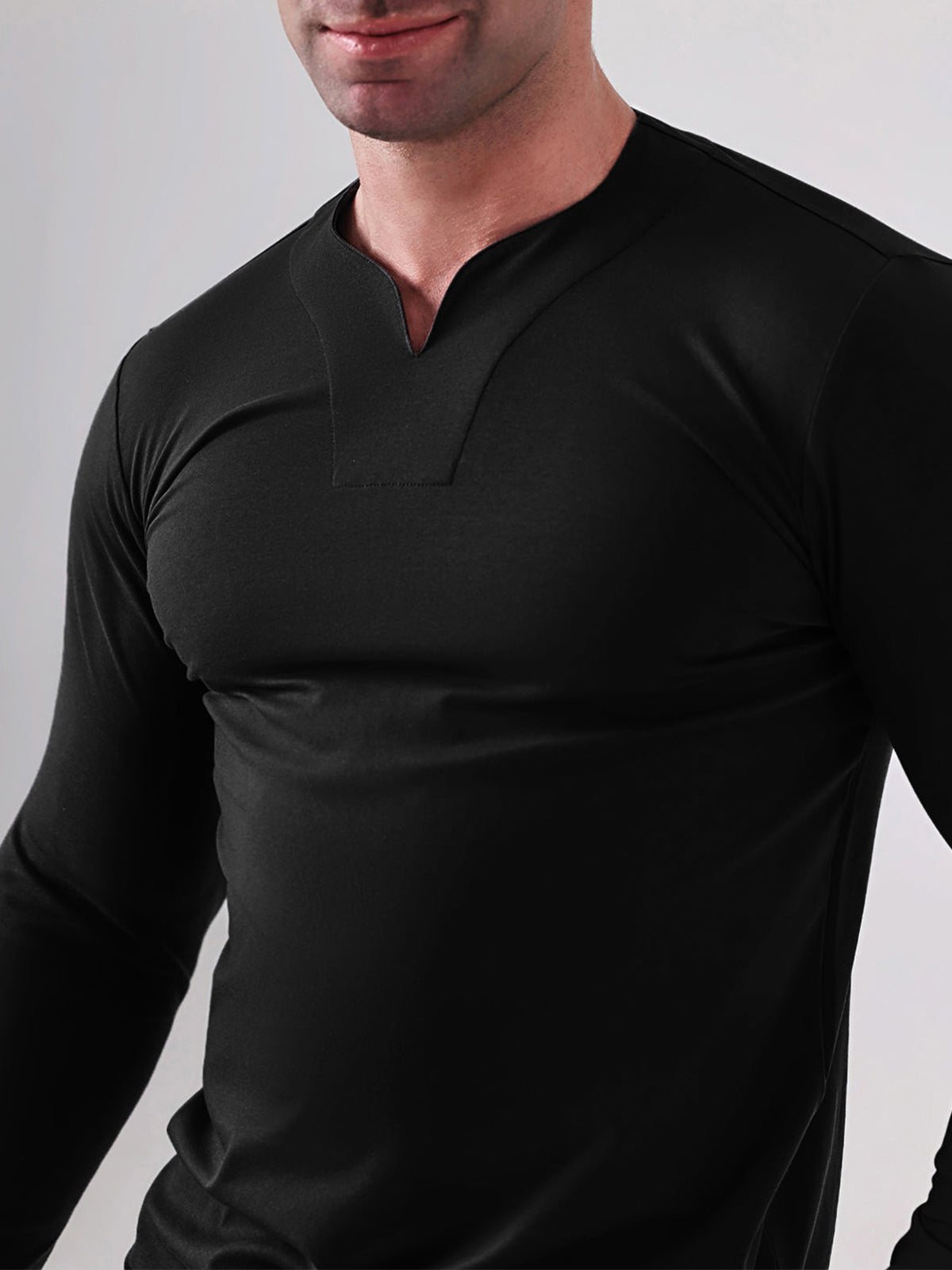 M's Society V-neck Cotton Long Sleeve Shirt